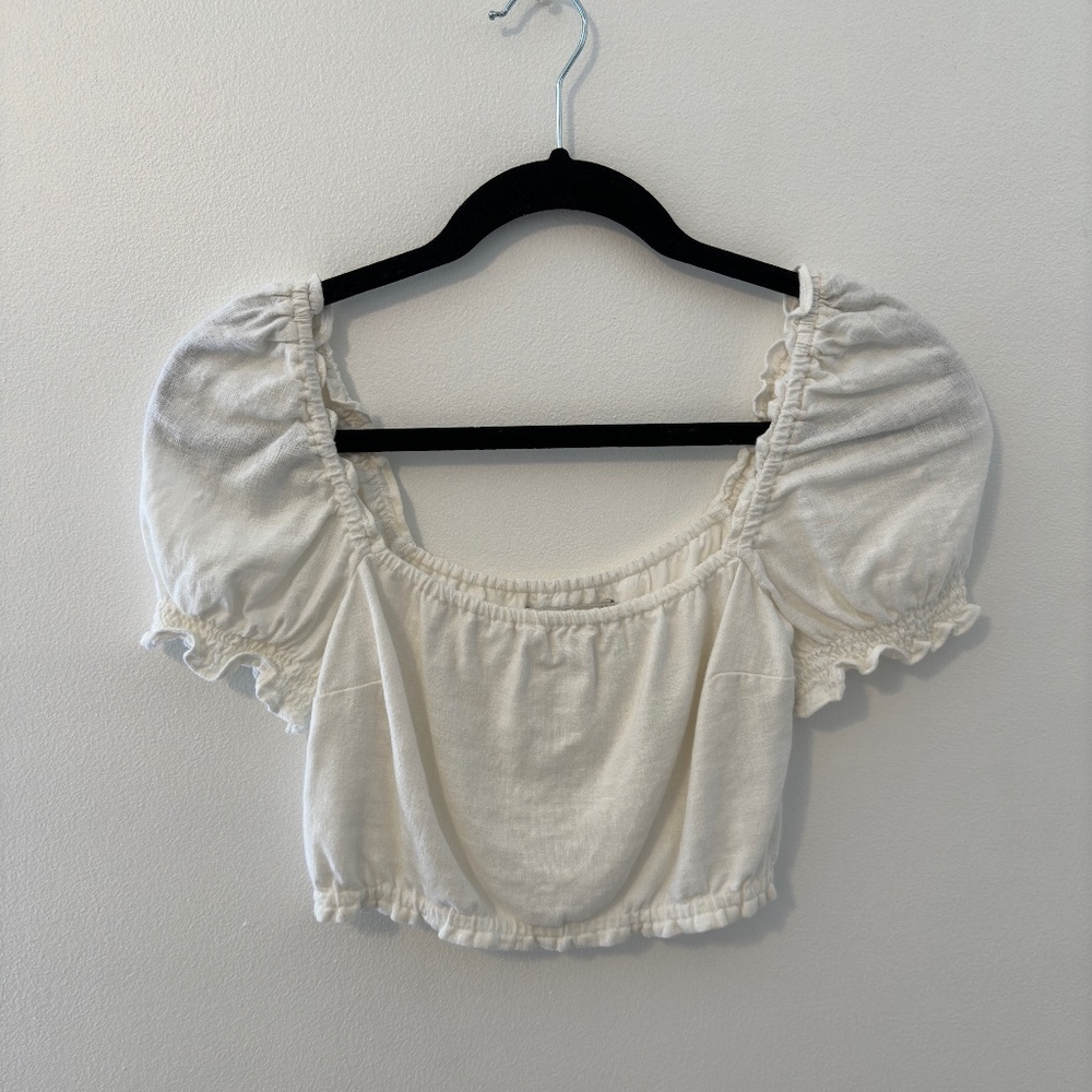 Abercrombie white puff sleeve shirt!